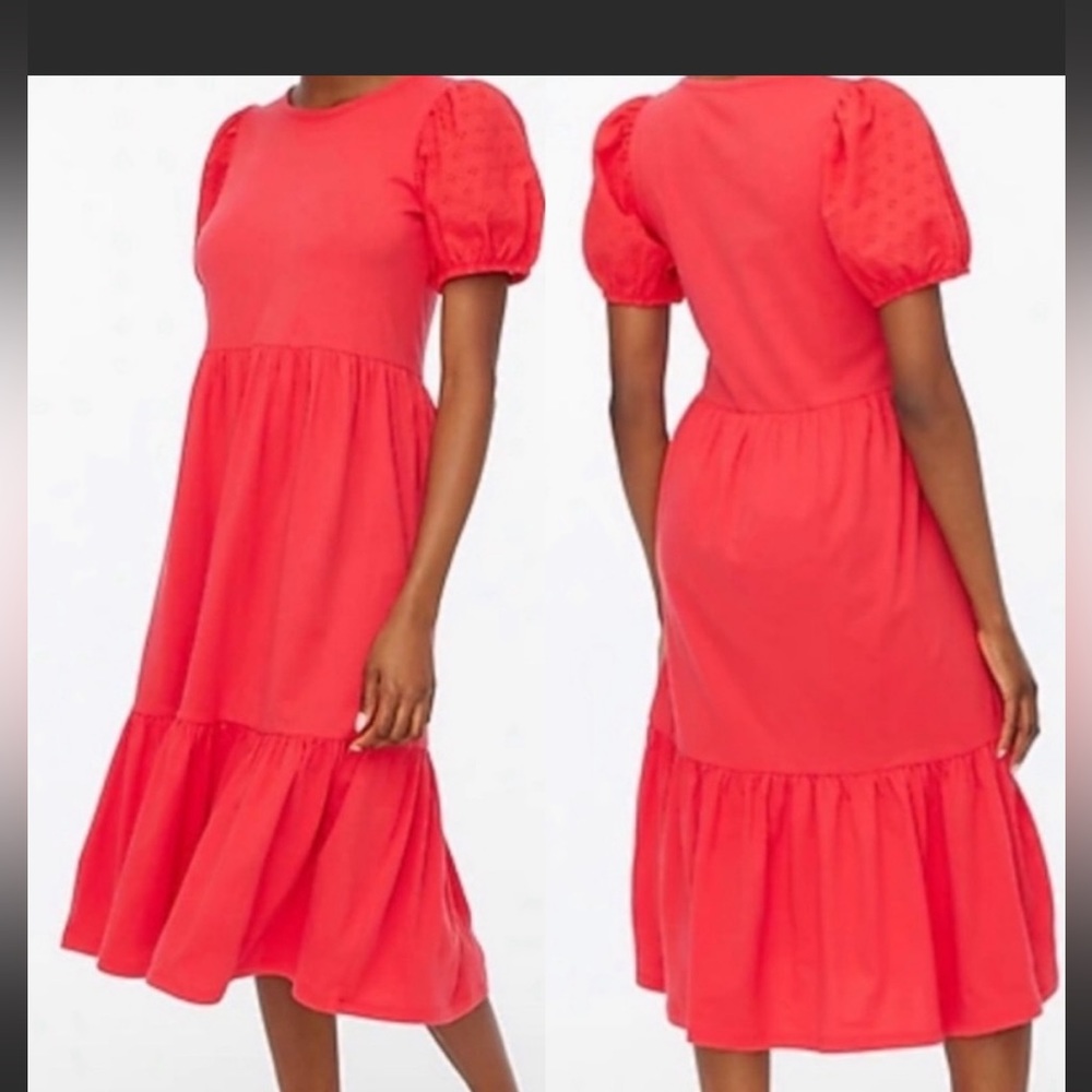 Eyelet-sleeve knit midi dress